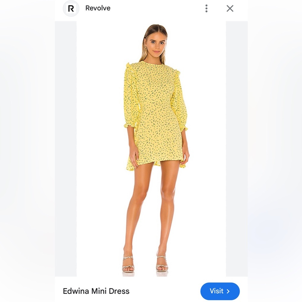 Faithfull The Brand Edwina Yellow Floral Mini Dress, Size XS